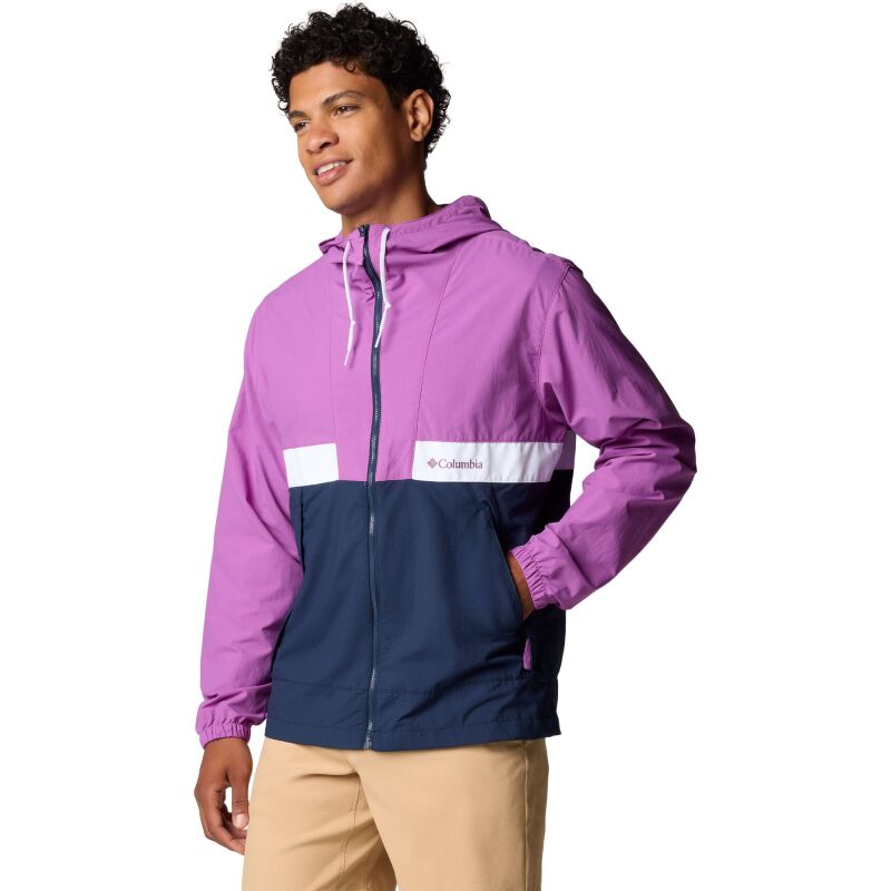 Columbia Spire Valley Hooded Windbreaker Men's Razzle/ Collegiate Navy/ White