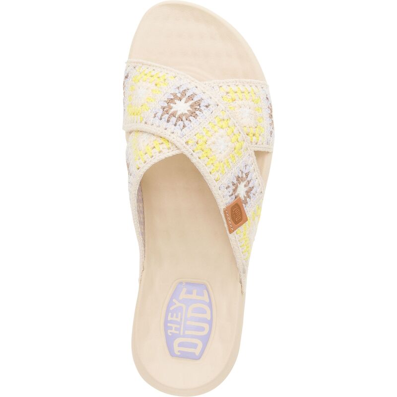 HEYDUDE Christi Slide Cottage Crochet 43205 Egret/Lavender/Multi