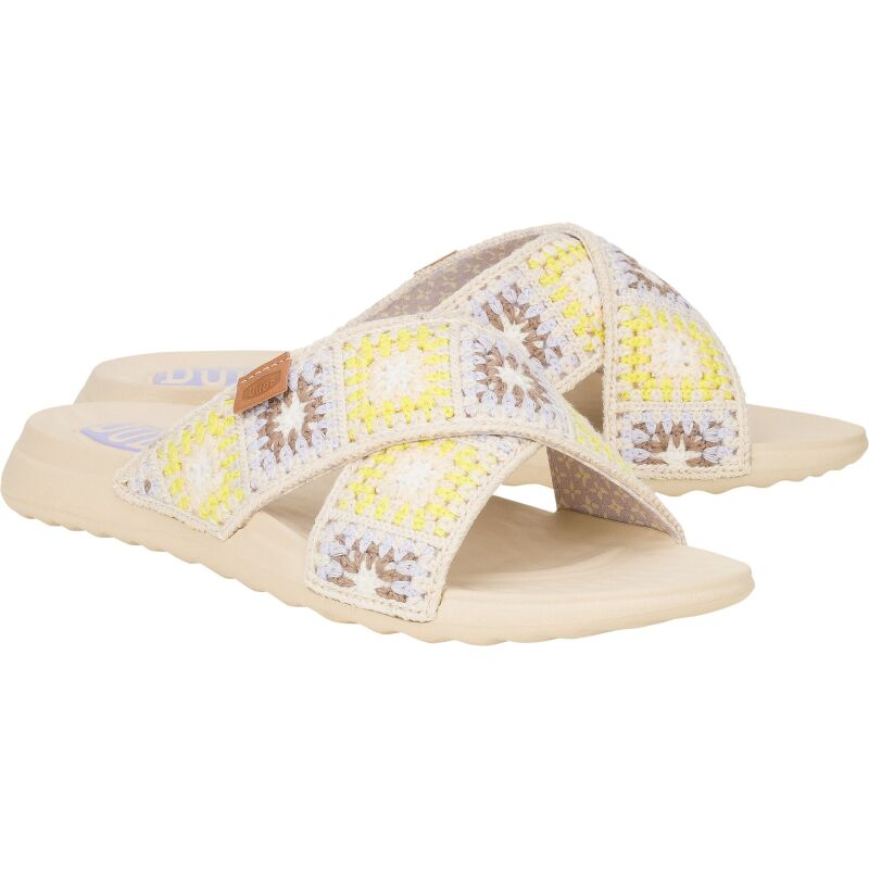 HEYDUDE Christi Slide Cottage Crochet 43205 Egret/Lavender/Multi