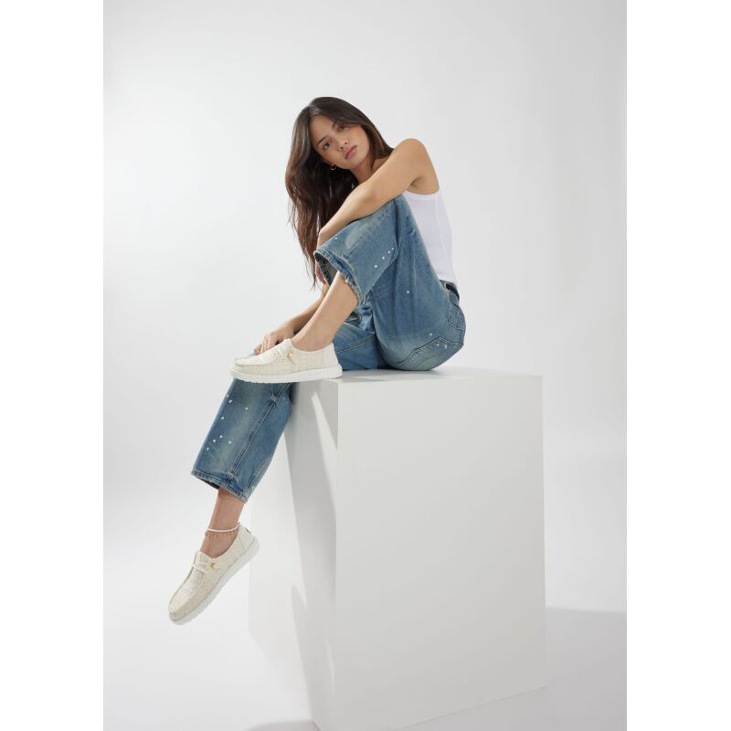 HEYDUDE Wendy Crochet Lace Women 43112 White/Gold