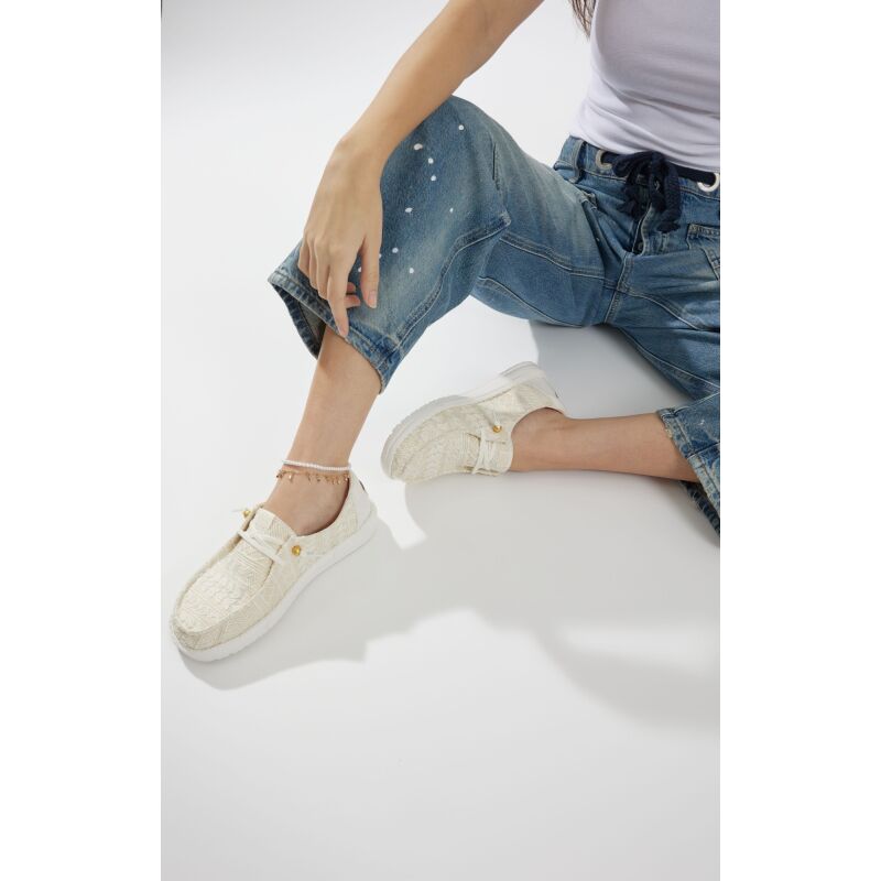 HEYDUDE Wendy Crochet Lace Women 43112 White/Gold