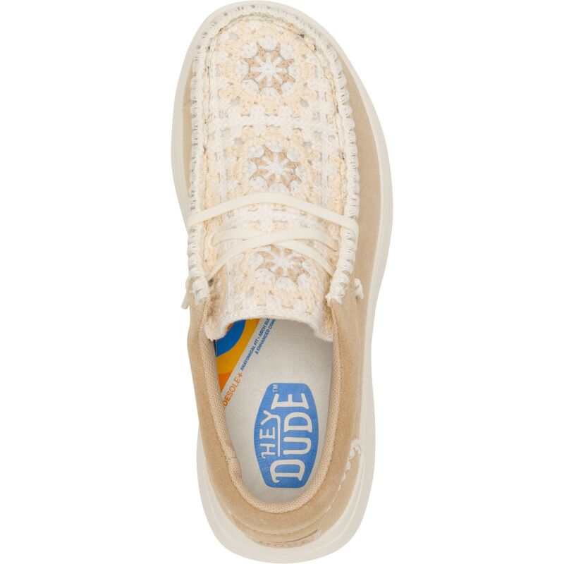 HEYDUDE Wendy COMF Suede Crochet 43108 Irish Cream/Multi