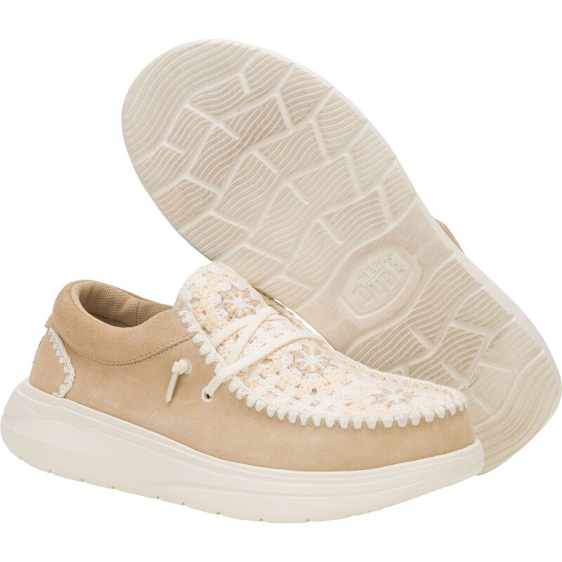 HEYDUDE Wendy COMF Suede Crochet 43108 Irish Cream/Multi