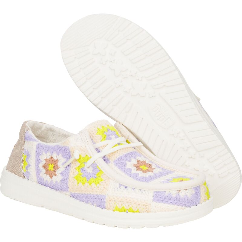 HEYDUDE Wendy Cottage Crochet 43109 Egret/Lavender/Multi