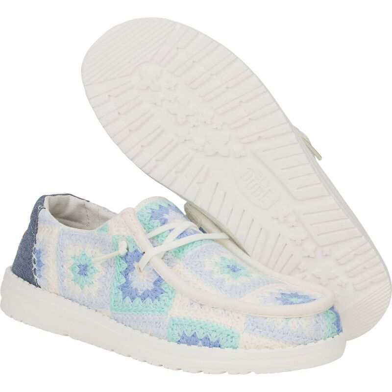HEYDUDE Wendy Cottage Crochet 43109 Bay Blue/Multi