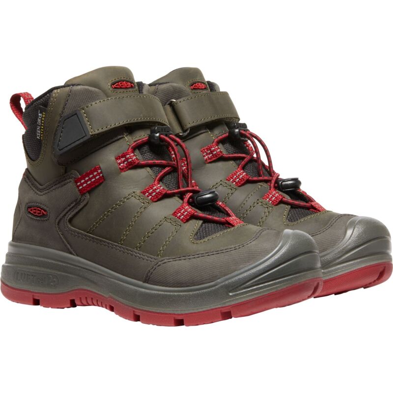 Keen Redwood Mid WP Little Kid's Steel Grey/Red Dahlia