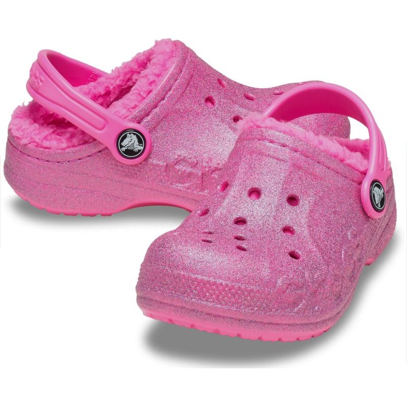 Crocs™ Baya Lined Glitter Clog Kid's Electric Pink