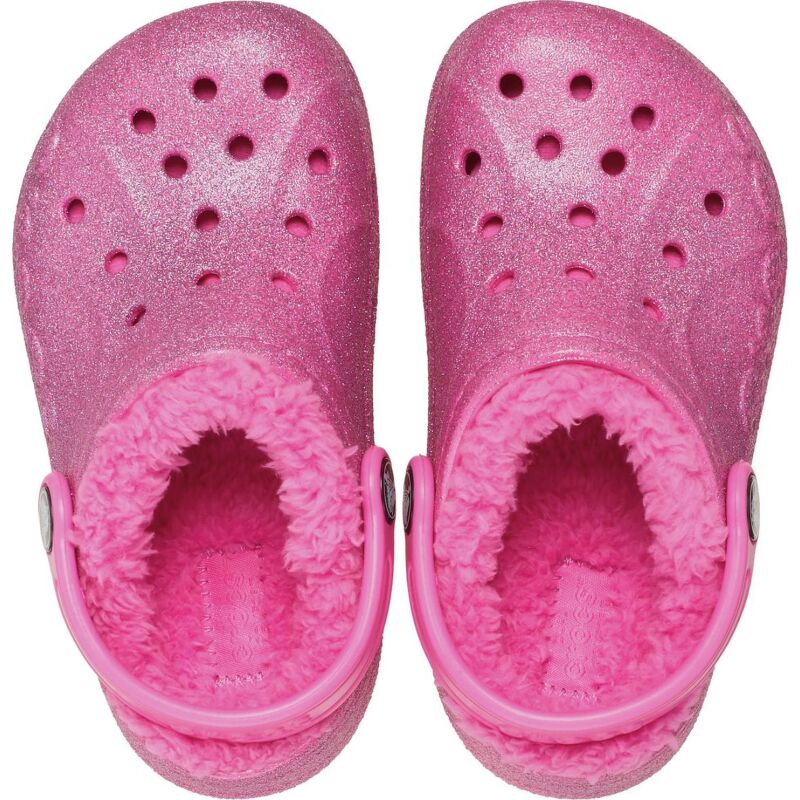 Crocs™ Baya Lined Glitter Clog Kid's Electric Pink