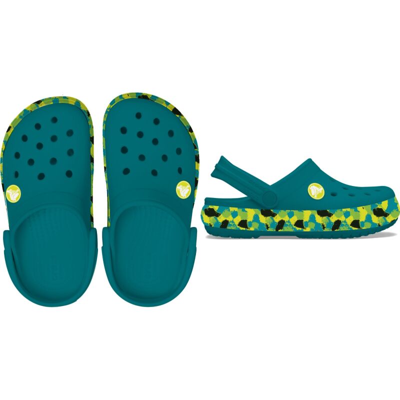 Crocs™ Crocband Glow Confetti Band Clog Kid's Turbo Teal/Multi
