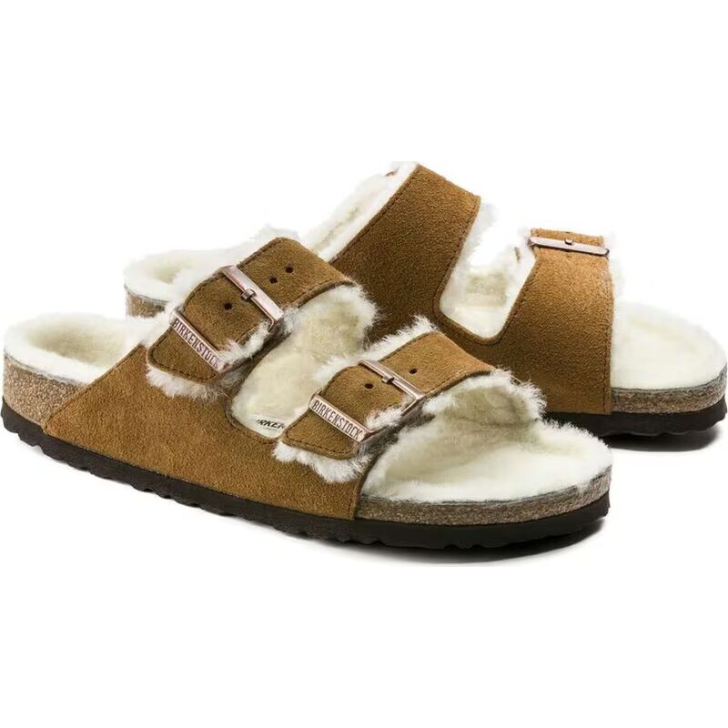 Birkenstock Arizona Shearling Suede Leather/Fur Mink