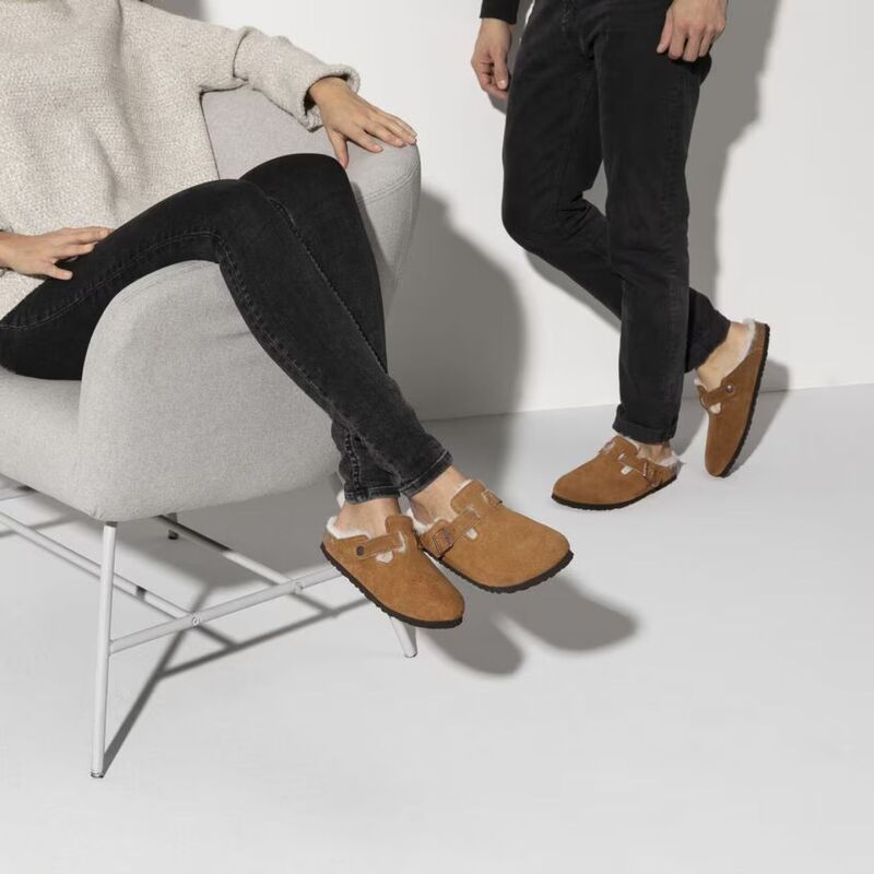 Birkenstock Boston Shearling Suede Leather/Fur Mink