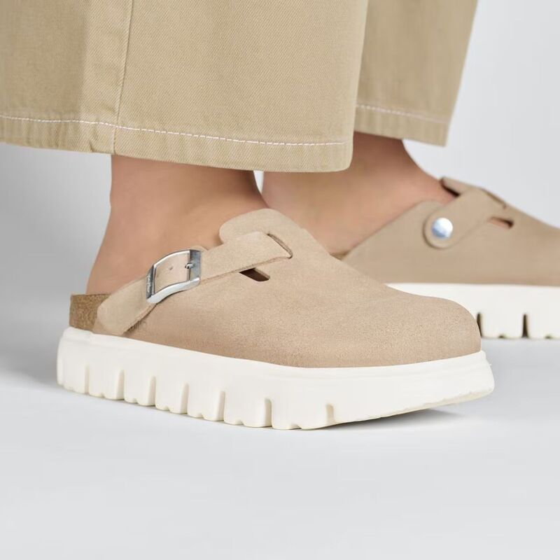 Birkenstock Boston Chunky Suede Leather Warm Sand