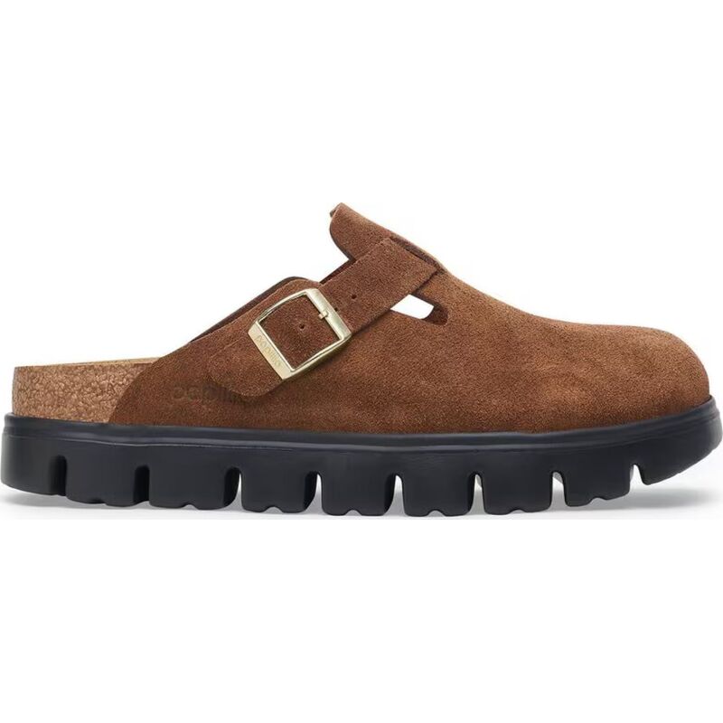 Birkenstock Boston Chunky Suede Leather Dark Tea/ Black