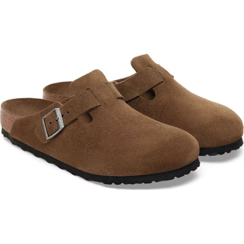 Birkenstock Boston Soft Footbed Suede Leather Regular Dark Tea Tonal FB