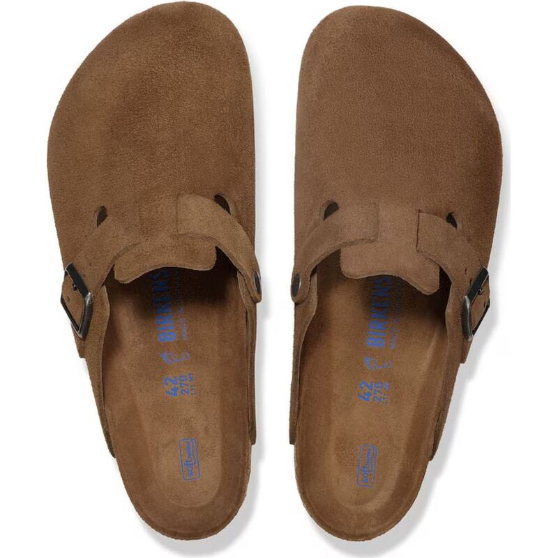 Birkenstock Boston Soft Footbed Suede Leather Regular Dark Tea Tonal FB