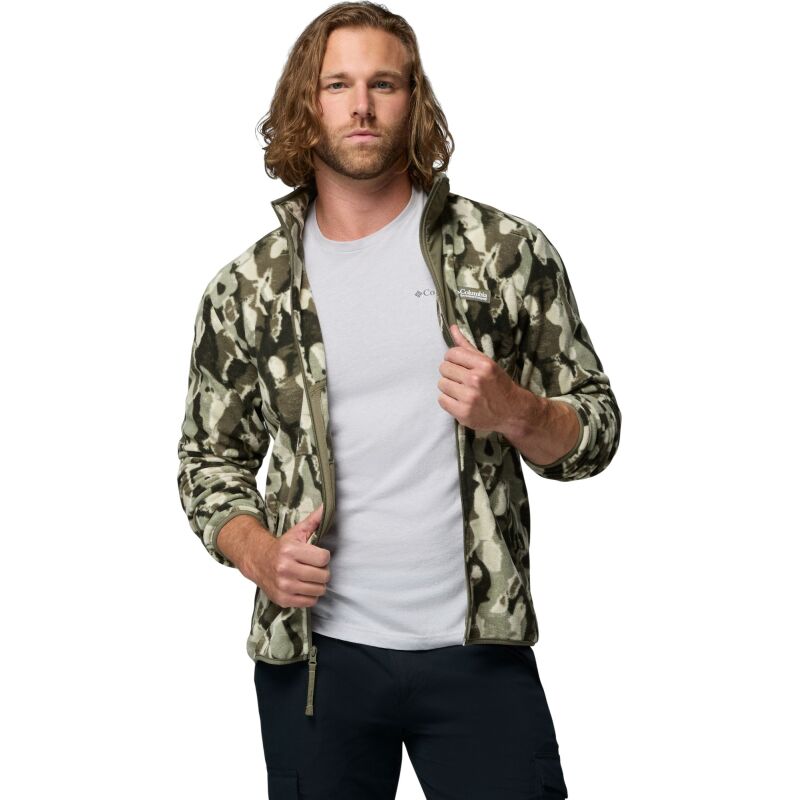 Columbia Sequoia Grove Printed Full Zip Men's Stone Green Treebark