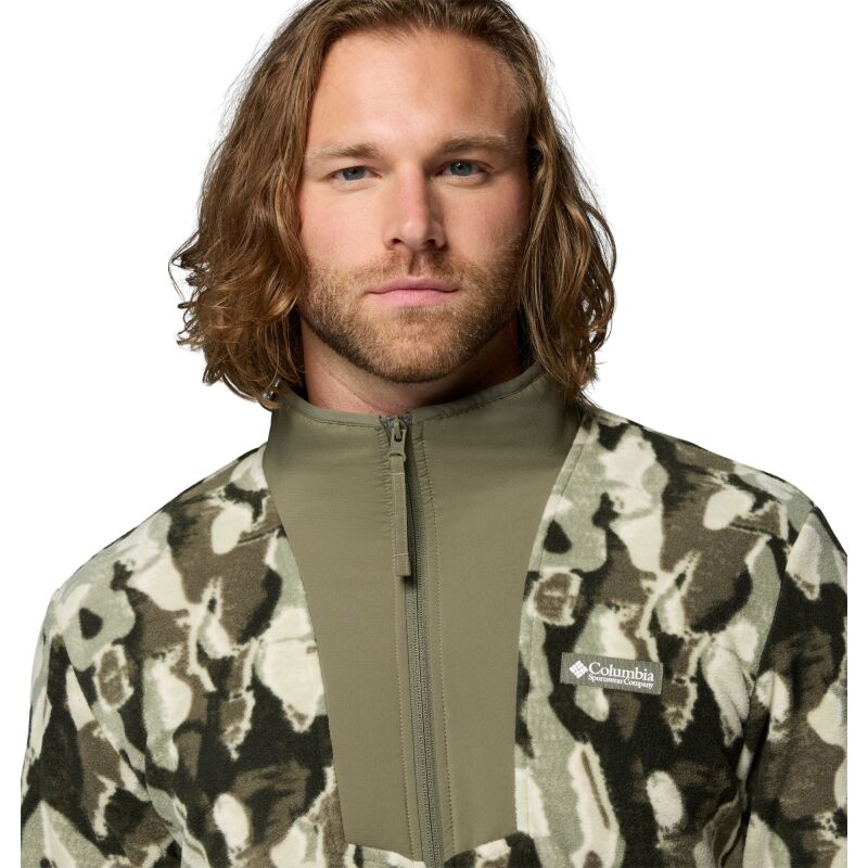 Columbia Sequoia Grove Printed Full Zip Men's Stone Green Treebark