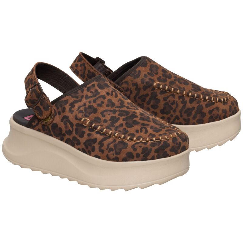 HEYDUDE Delray Clog Suede Women's Brown Leopard