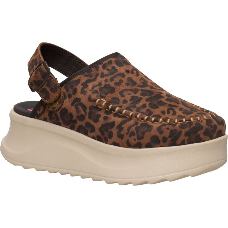 HEYDUDE Delray Clog Suede Women's Brown Leopard