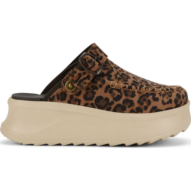 HEYDUDE Delray Clog Suede Women's Brown Leopard