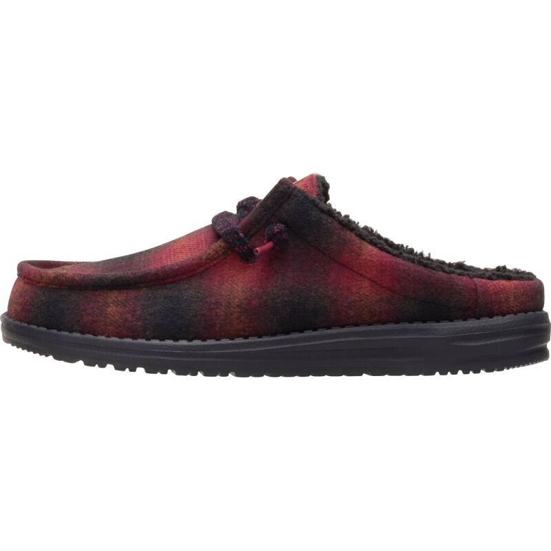 HEYDUDE Wally Slip Cozy Plaid Men's Red Plaid/Black