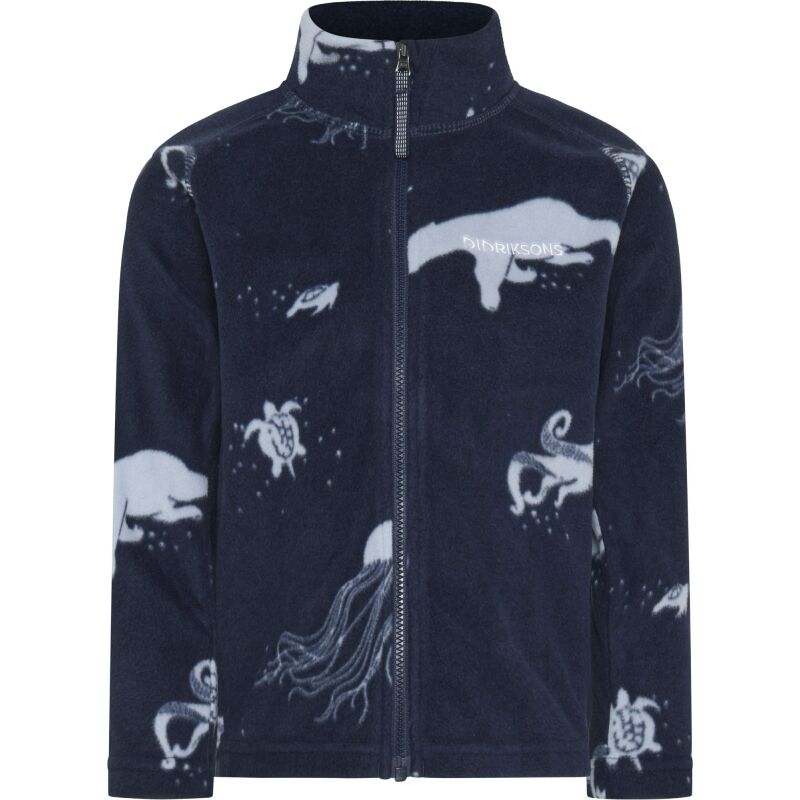 Didriksons Monte Printed Kid's Full-Zip 10 Winter Ocean Blue
