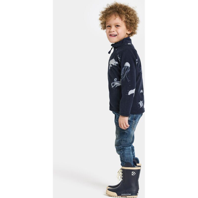 Didriksons Monte Printed Kid's Full-Zip 10 Winter Ocean Blue