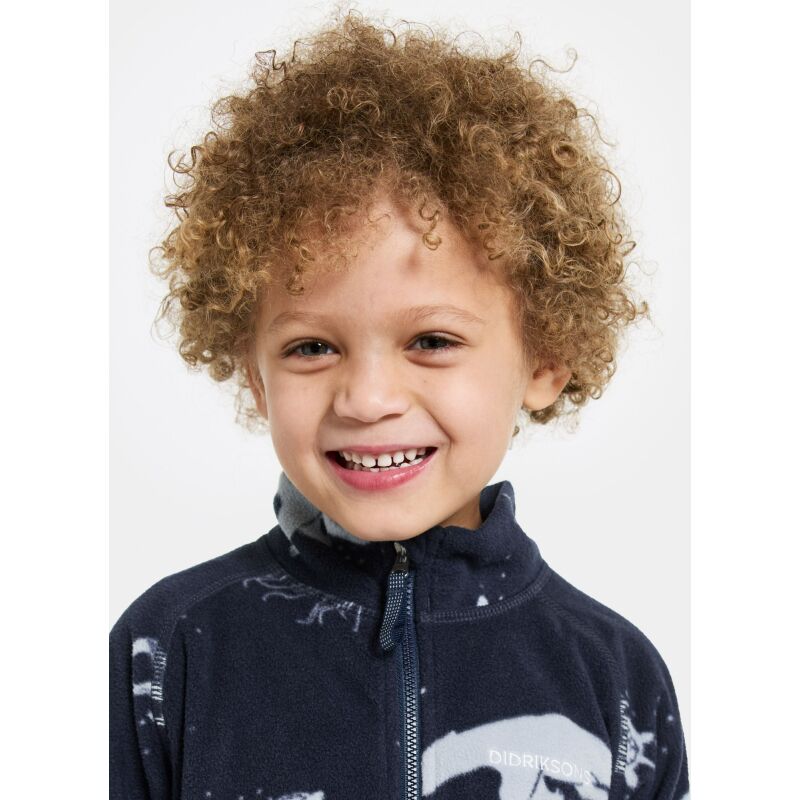 Didriksons Monte Printed Kid's Full-Zip 10 Winter Ocean Blue