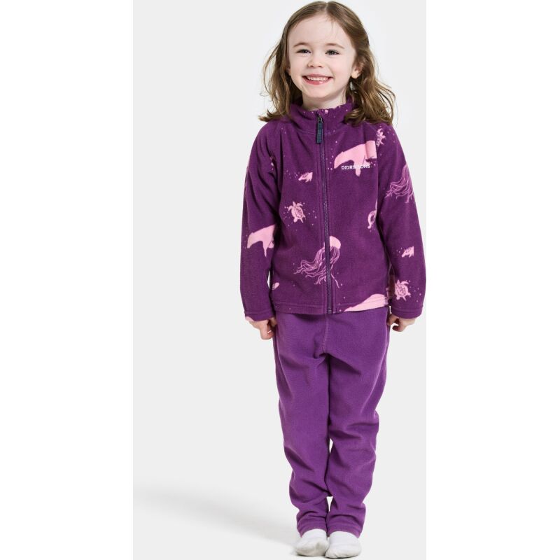Didriksons Monte Printed Kid's Full-Zip 10 Winter Ocean Purple