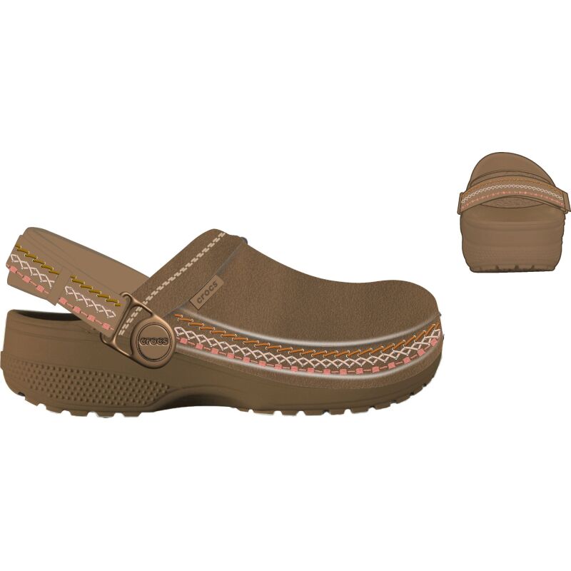 Crocs™ Classic Crafted Vegan Suede Stitch Clog Kid's Sepia