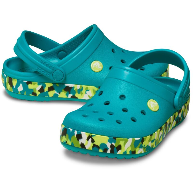 Crocs™ Crocband Glow Confetti Band Clog Kids' Turbo Teal/Multi