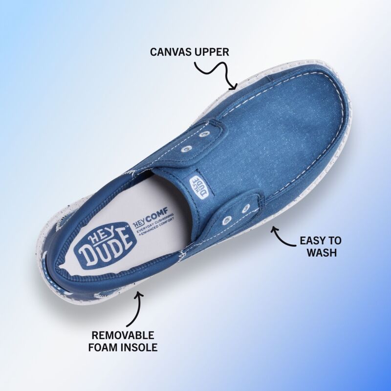 HEYDUDE Wally Cru Stretch Canvas Men's Ensign Blue/Multi