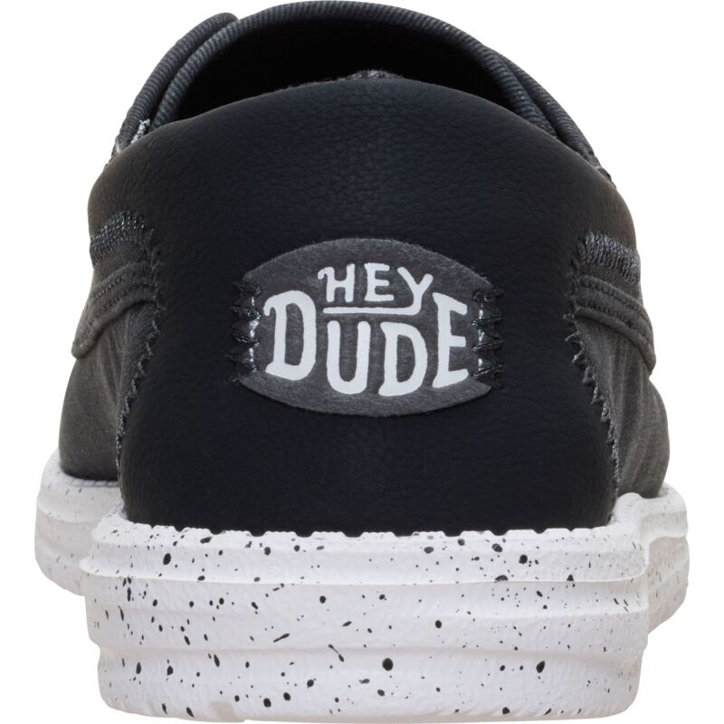 HEYDUDE Wally Cru Stretch Canvas Men's Black/White