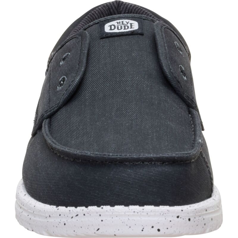 HEYDUDE Wally Cru Stretch Canvas Men's Black/White