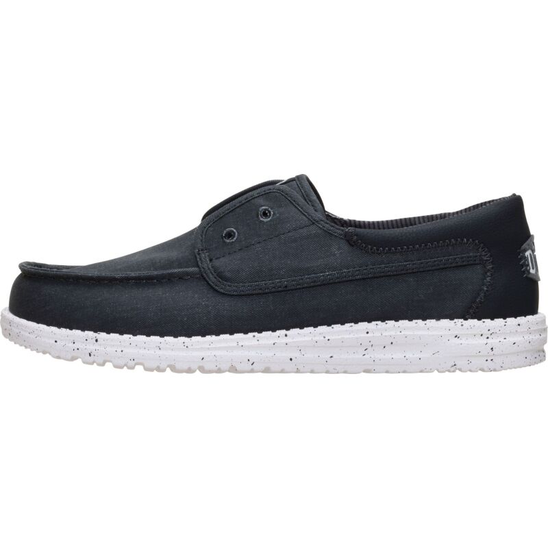 HEYDUDE Wally Cru Stretch Canvas Men's Black/White