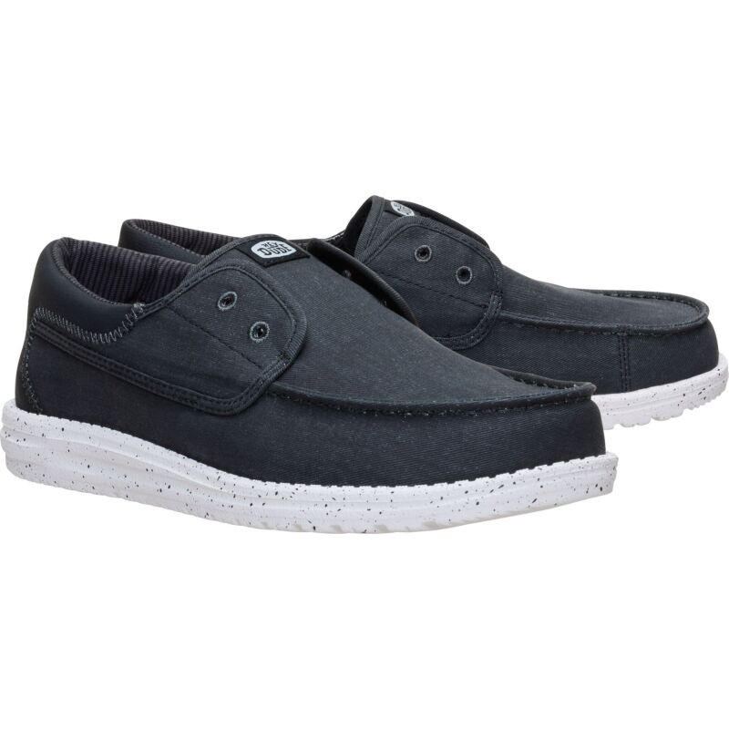 HEYDUDE Wally Cru Stretch Canvas Men's Black/White