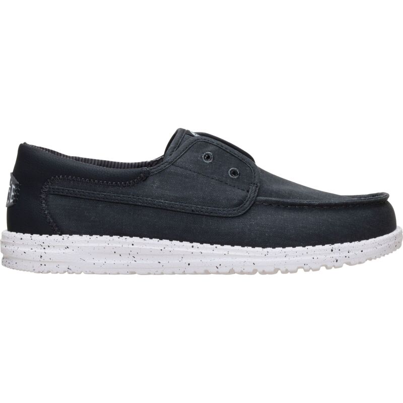 HEYDUDE Wally Cru Stretch Canvas Men's Black/White