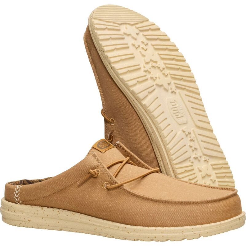 HEYDUDE Wally Slip Stretch Canvas Men 41293 Bone Brown/Boulder Tan