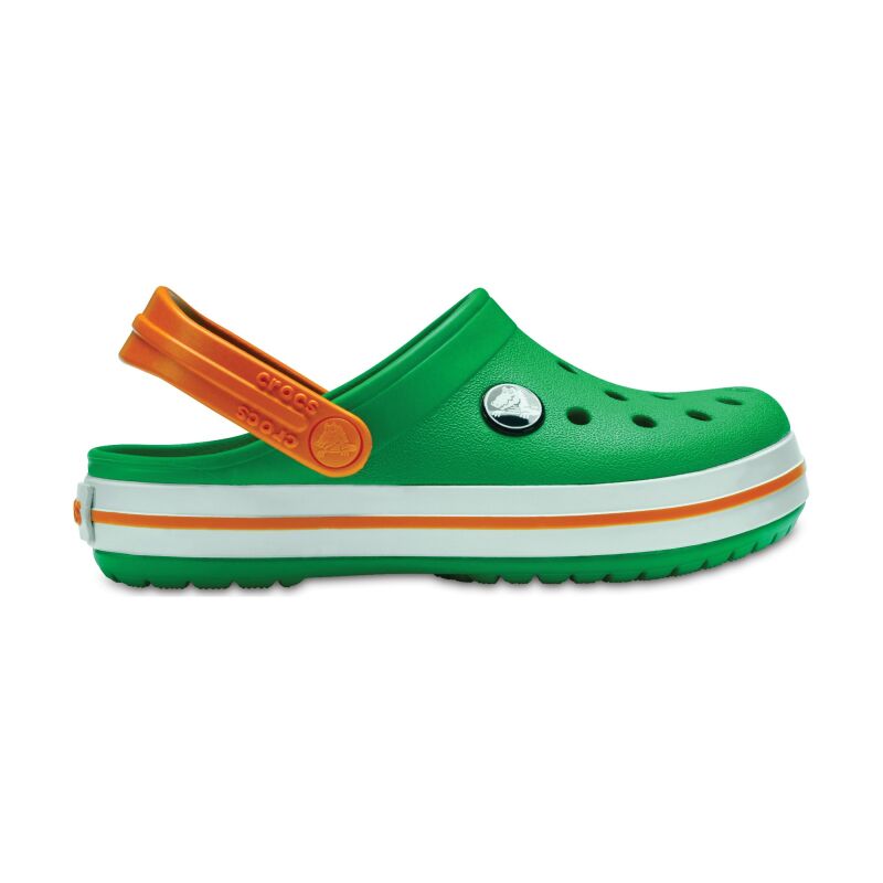 Crocs™ Kids' Crocband Clog Grass Green/White/Blazing Orange