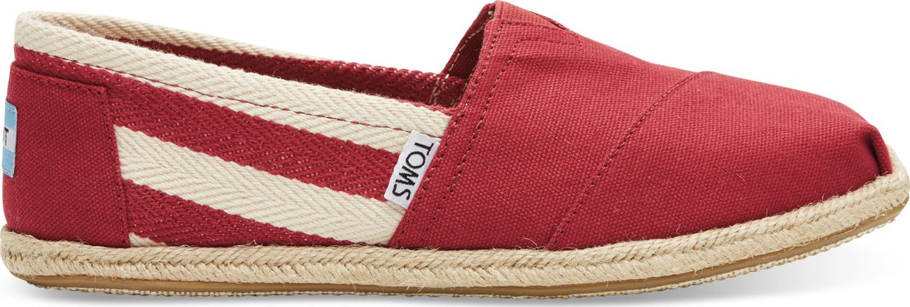 TOMS Stripe University Women's Classic Alpargata Red 38