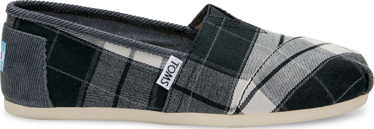 TOMS Plaid Women's Classic Alpargata Black/White 39