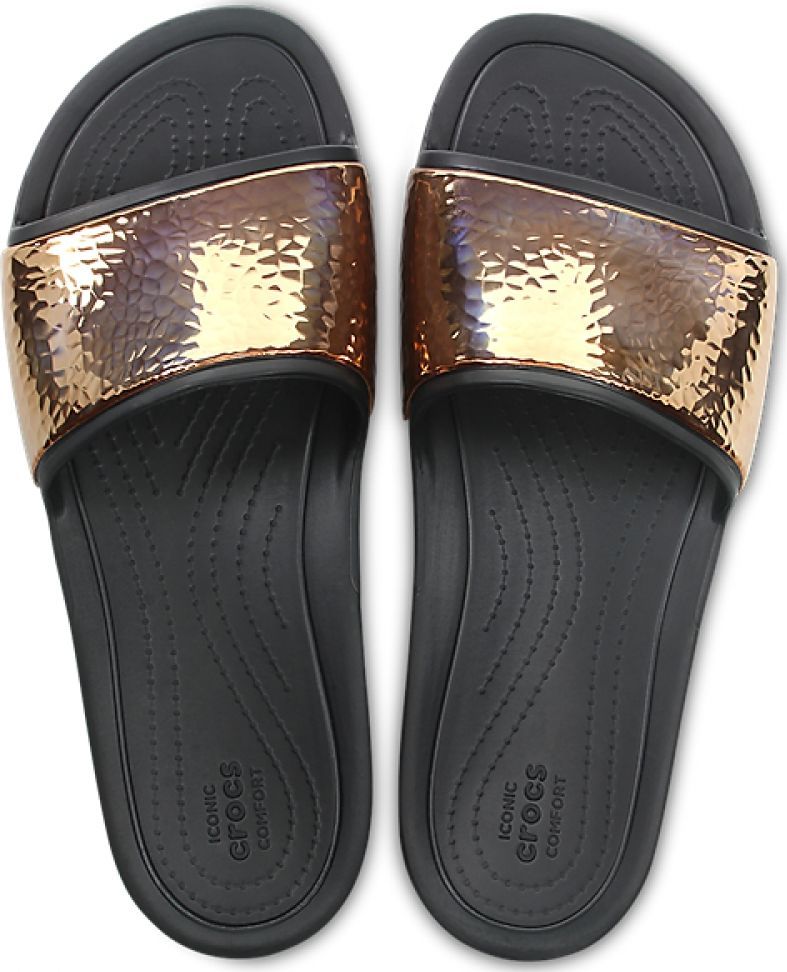 crocs sloane metallic slide