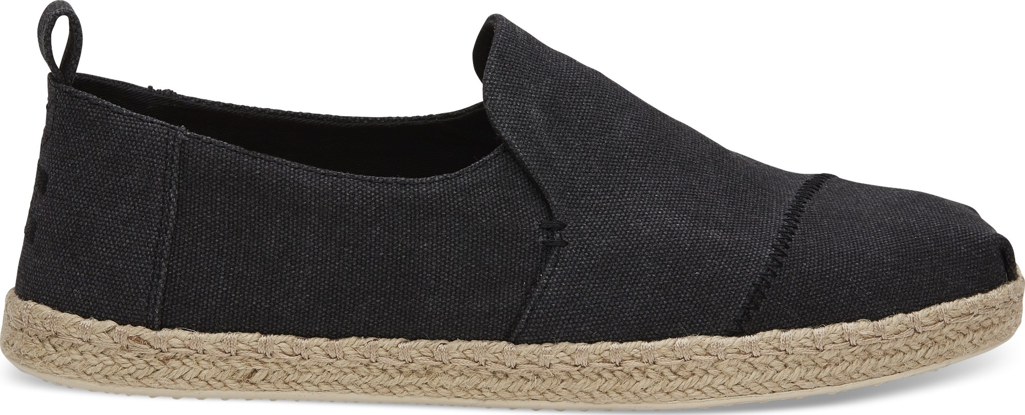 TOMS Washed Canvas Men's Deconstructed Alpargata Rope Black 42