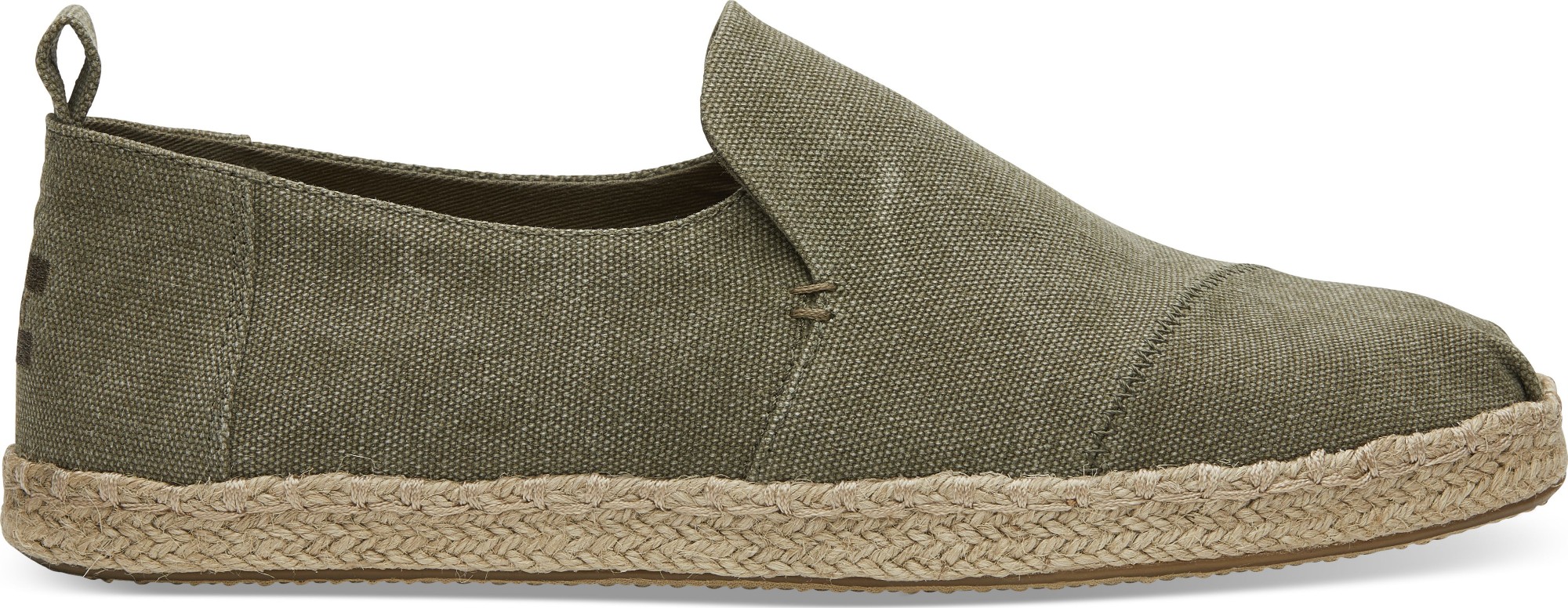 TOMS Washed Canvas Men's Deconstructed Alpargata Rope Olive 46