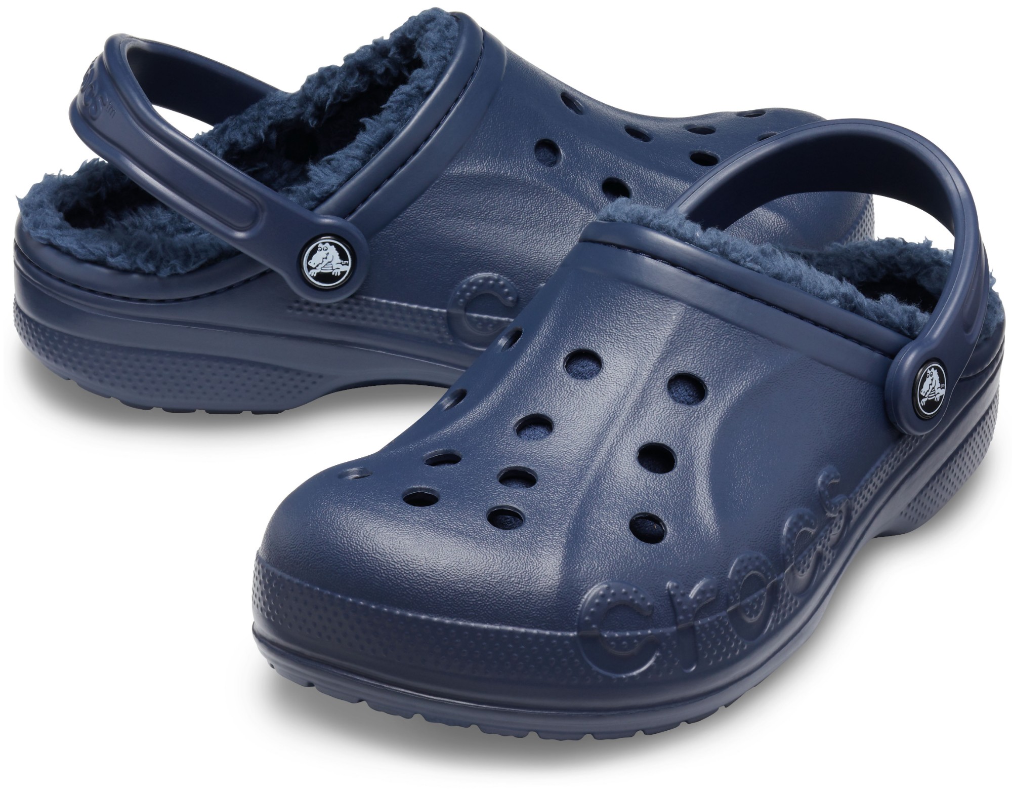 blue lined crocs