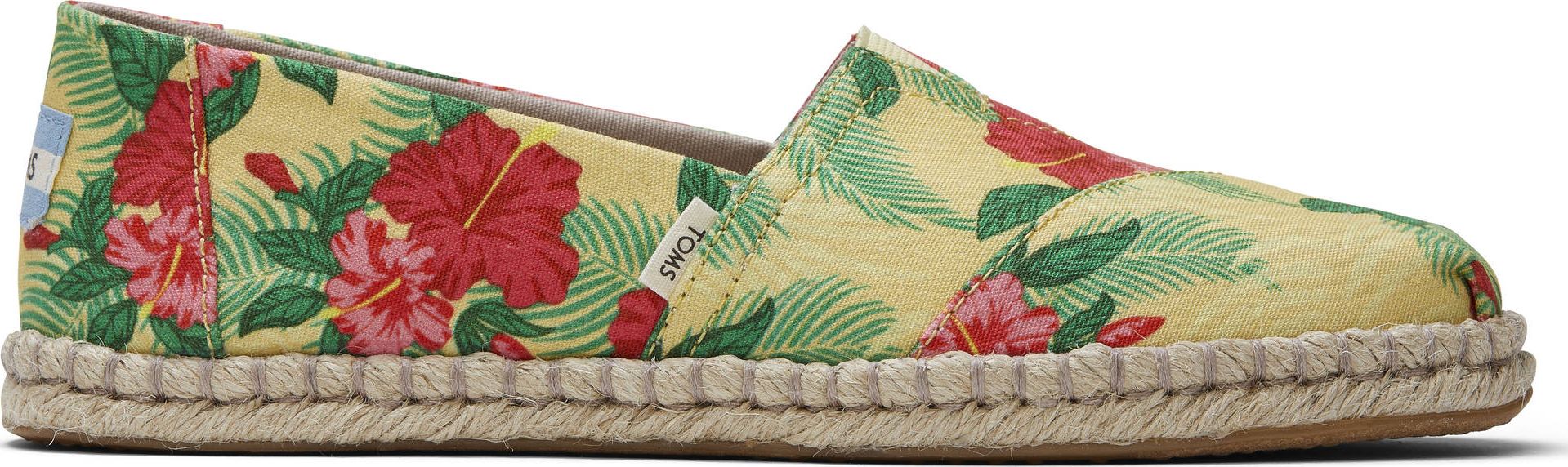 TOMS Hibiscus Floral Rope Women's Alpargata Yellow 40