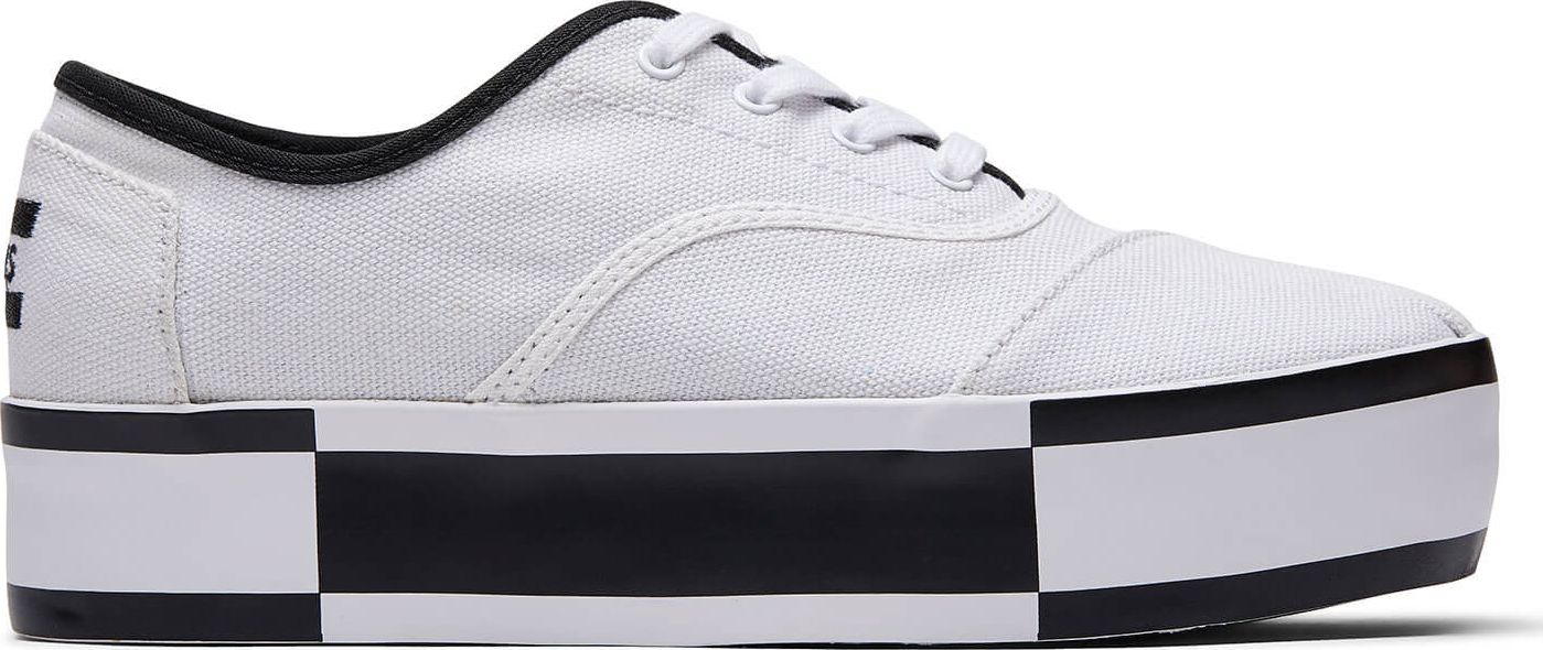 TOMS Canvas Platform Women's Cordones Boardwalk White/Black 38