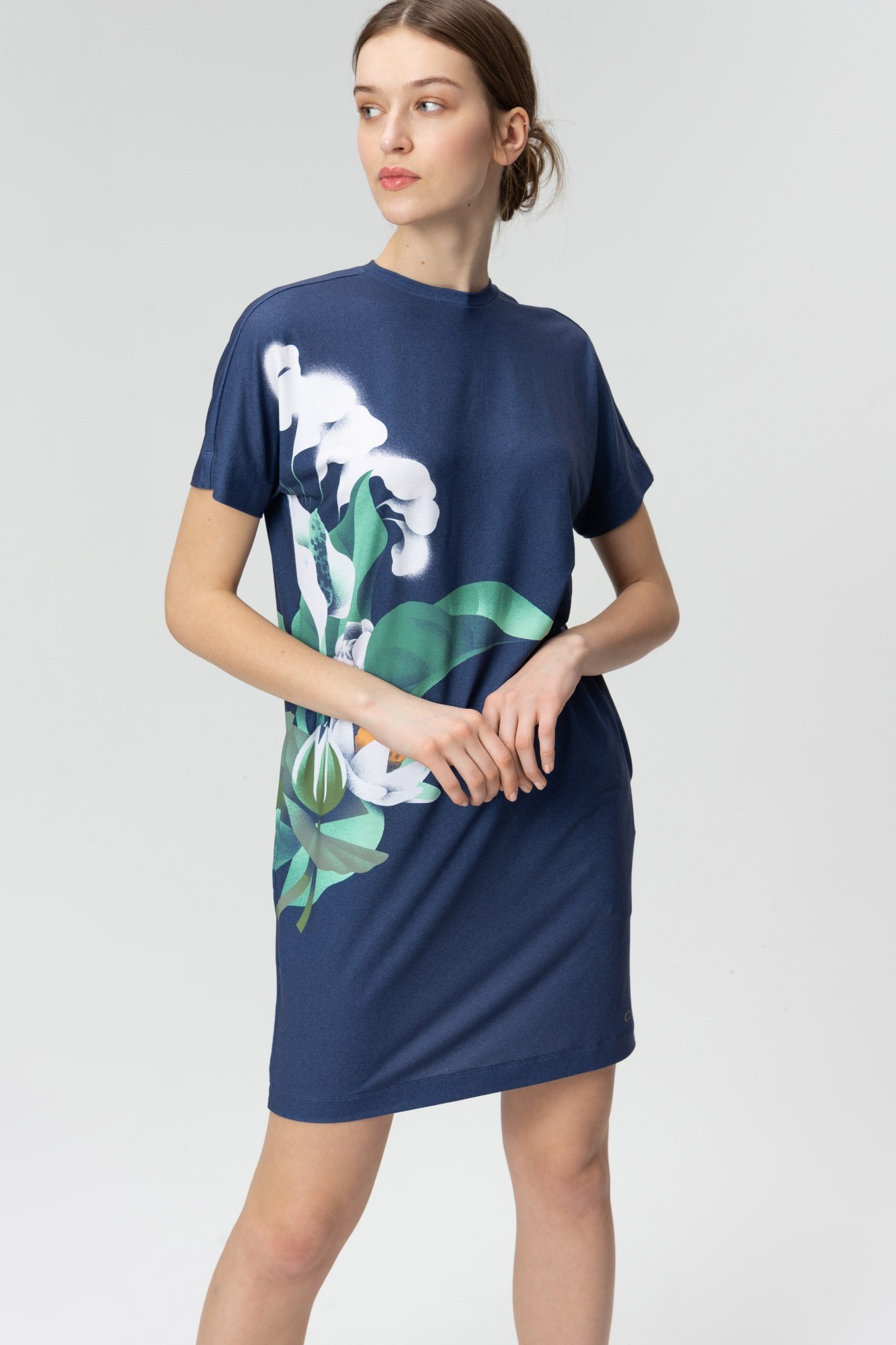 AUDIMAS Trumpa tampri marginta suknelė 20FL-012 Water Printed XL
