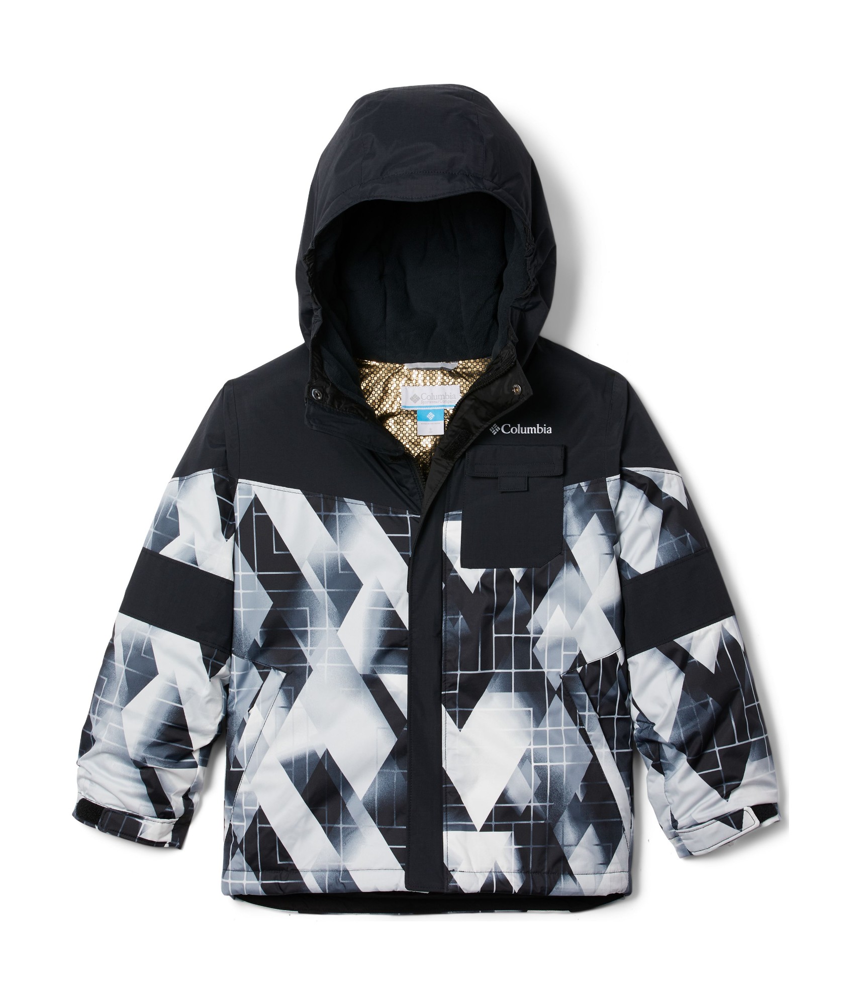 Columbia Mighty Mogul II Jacket Boy's Black Geo Mt/Black 128
