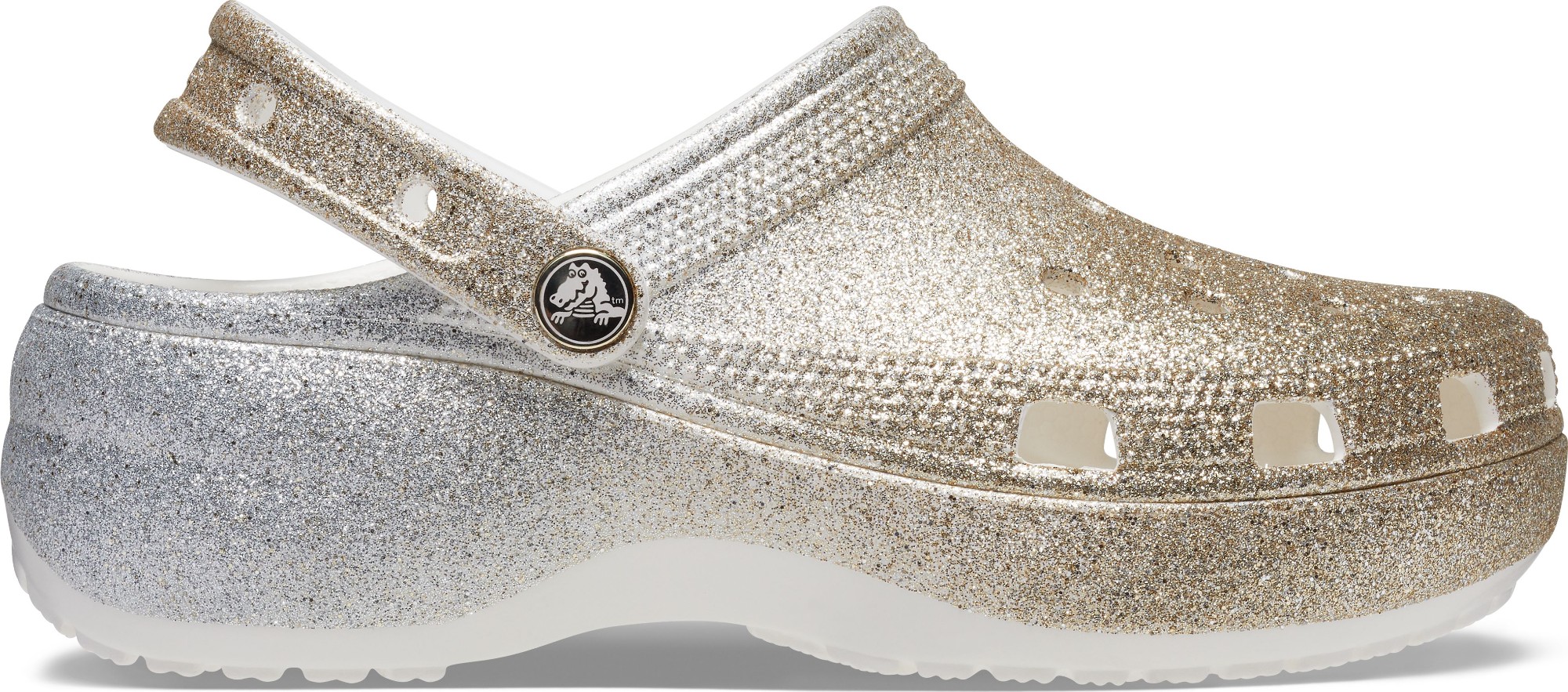 Crocs™ Classic Platform Ombre Glitter Clog Women's White/Gold 41